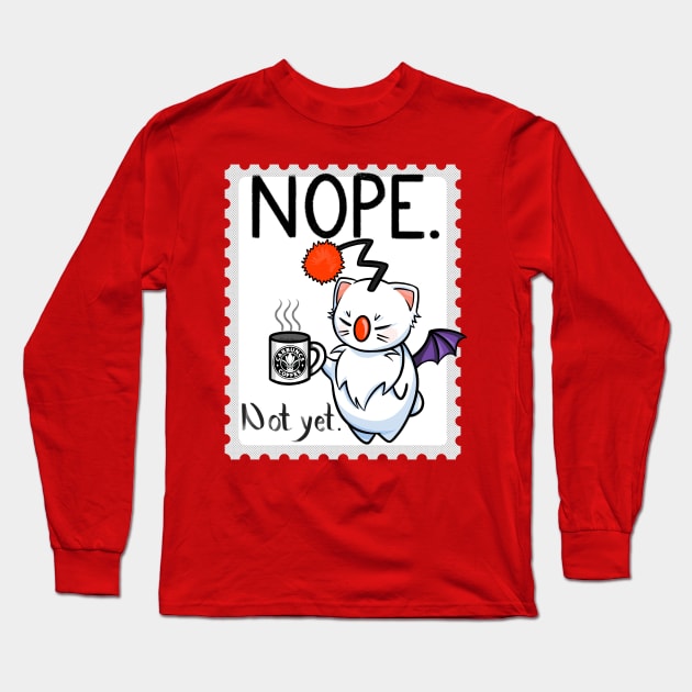 NOPE. (non-explicit) Moogle from Final Fantasy drinking coffee Long Sleeve T-Shirt by SamInJapan